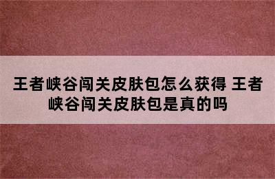 王者峡谷闯关皮肤包怎么获得 王者峡谷闯关皮肤包是真的吗